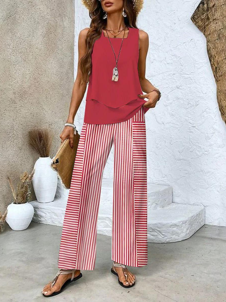 Plus Size Women's Outfit – Elegant Two-Piece Summer Set for Stylish Comfort 2