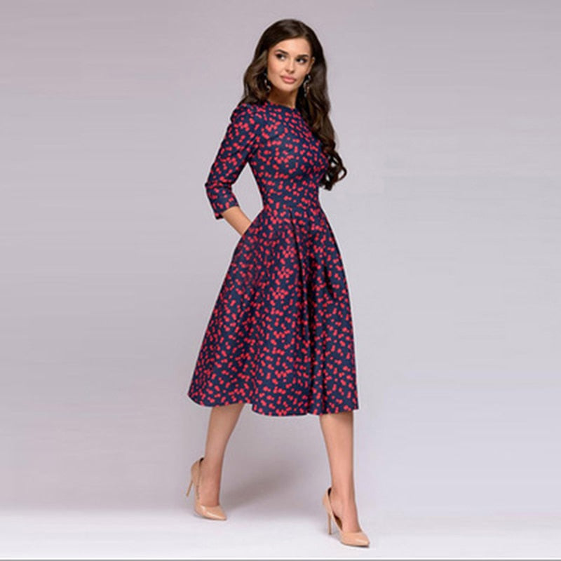 Women's Floral Dress – Comfortable Three-Quarter Sleeves for Everyday Style 0