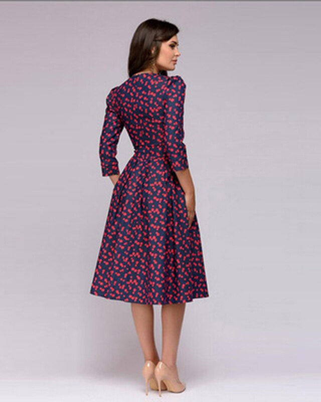 Women's Floral Dress – Comfortable Three-Quarter Sleeves for Everyday Style 2