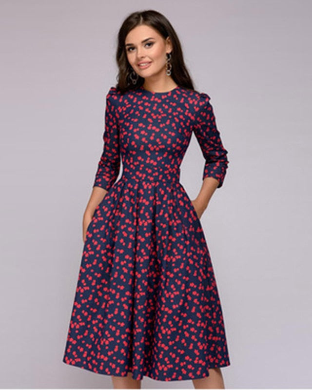 Women's Floral Dress – Comfortable Three-Quarter Sleeves for Everyday Style 3
