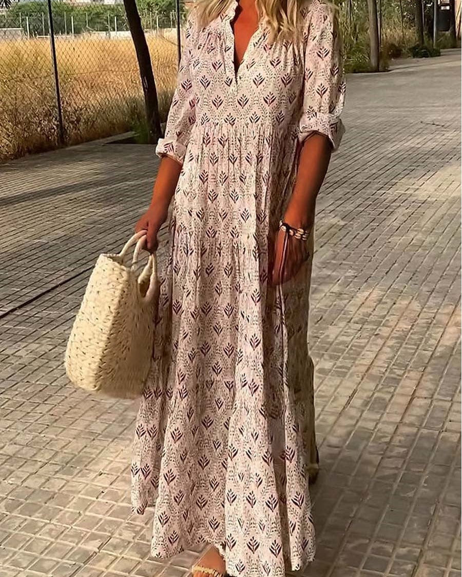 Women’s Maxi Dress – Elegant V-Neck Design with Tiered Skirt for Summer Events 0