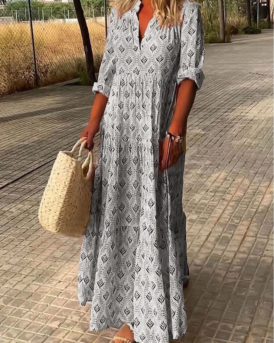 Women’s Maxi Dress – Elegant V-Neck Design with Tiered Skirt for Summer Events 2