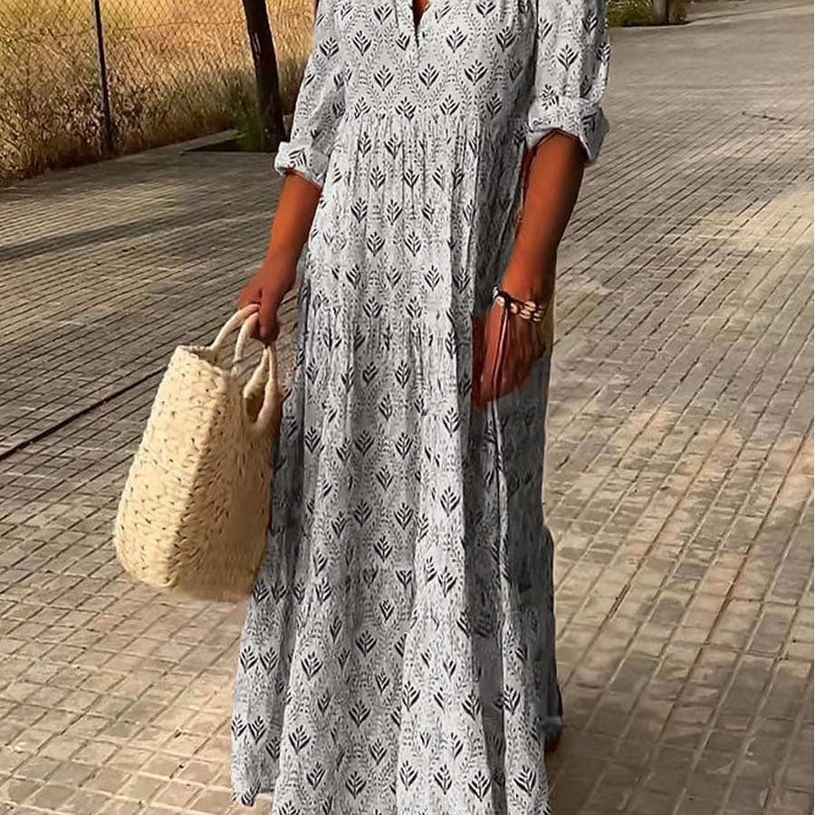 Women’s Maxi Dress – Elegant V-Neck Design with Tiered Skirt for Summer Events 2