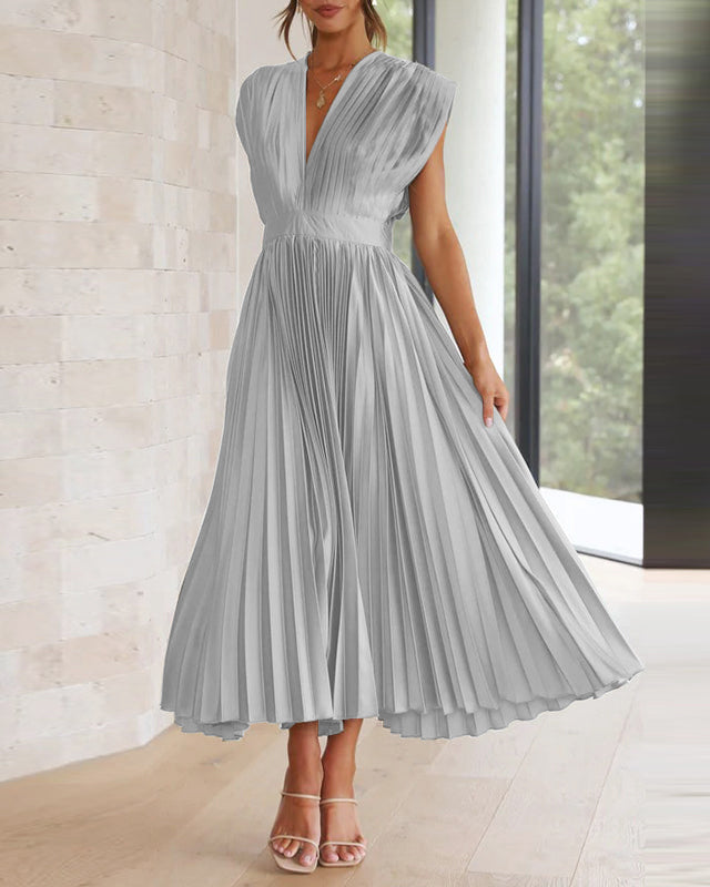 Women's V-Neck Dress – Adjustable Back Tie for Comfortable Summer and Formal Wear 0