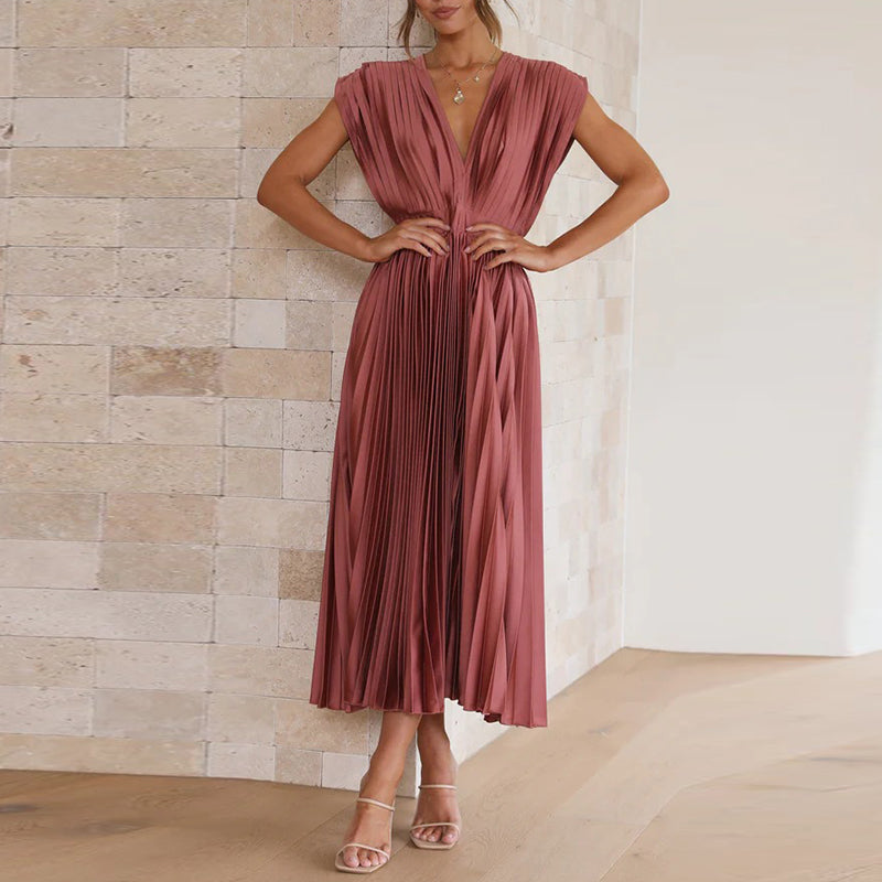 Women's V-Neck Dress – Adjustable Back Tie for Comfortable Summer and Formal Wear 1