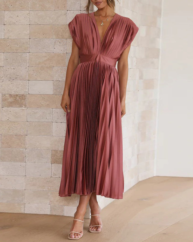 Women's V-Neck Dress – Adjustable Back Tie for Comfortable Summer and Formal Wear 2