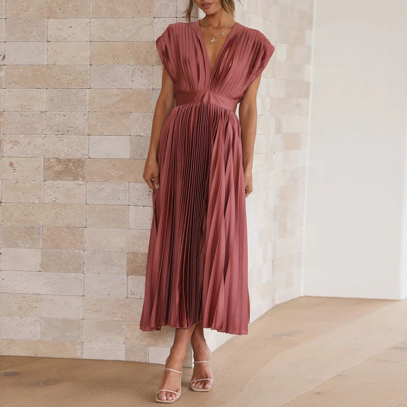 Women's V-Neck Dress – Adjustable Back Tie for Comfortable Summer and Formal Wear 2