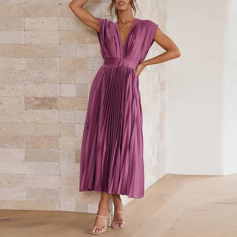 Women's V-Neck Dress – Adjustable Back Tie for Comfortable Summer and Formal Wear 3