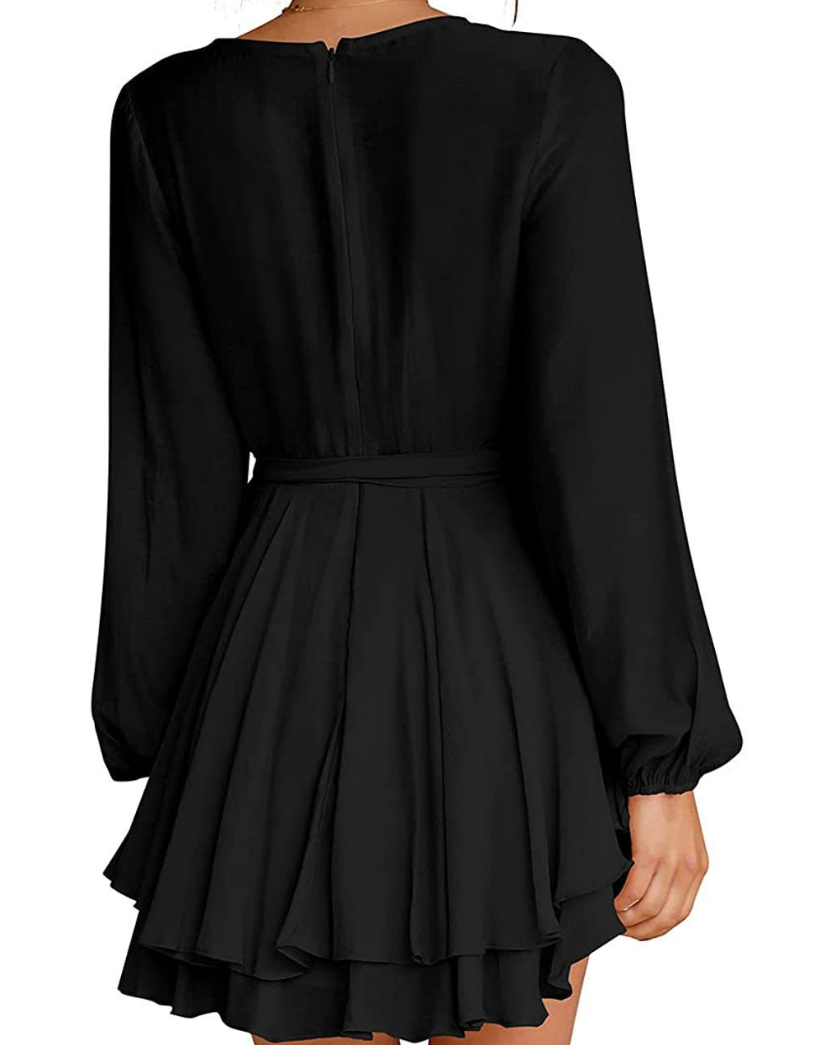 Women’s V-Neck Dress – Stylish Lantern Sleeves for Effortless Elegance 2