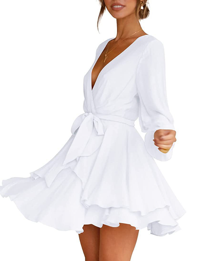 Women’s V-Neck Dress – Stylish Lantern Sleeves for Effortless Elegance 4