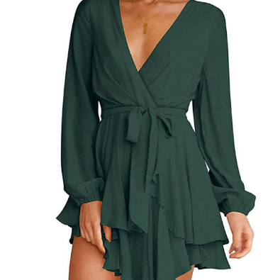 Women’s V-Neck Dress – Stylish Lantern Sleeves for Effortless Elegance 9