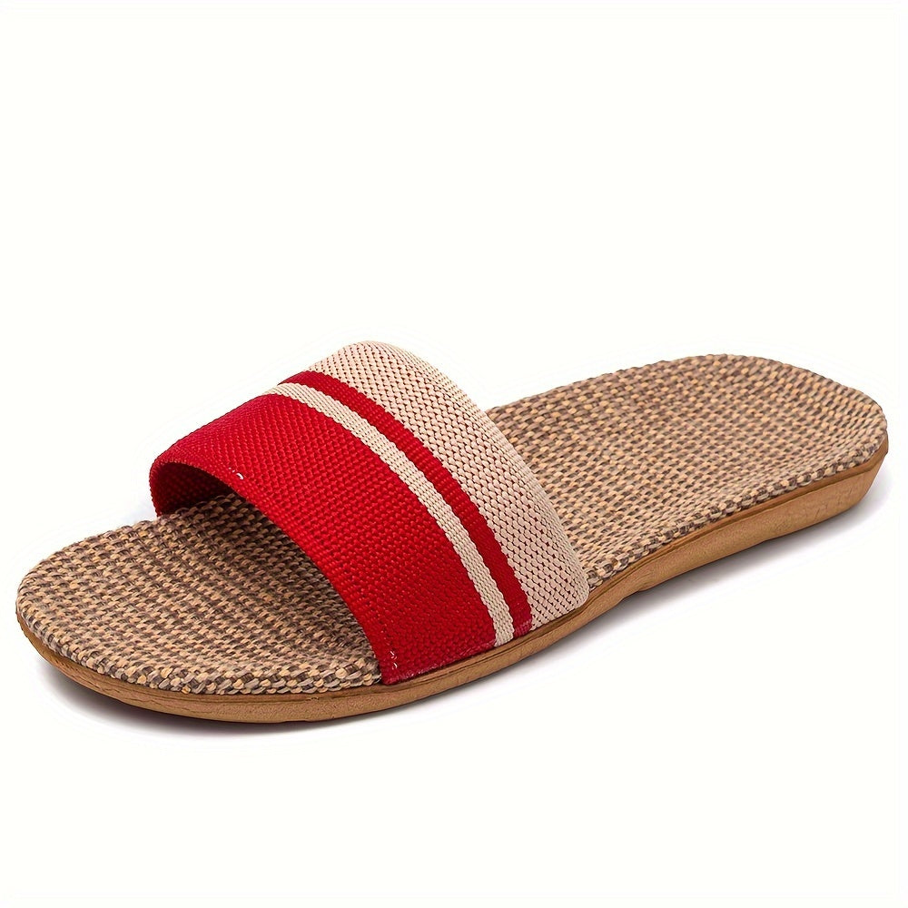 Women's Woven Platform Slippers - Textured Flax Footbed and Wide Band Upper