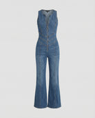 Fashion-Forward Women’s Jumpsuit – Vintage Denim Style with Feminine Silhouette 1