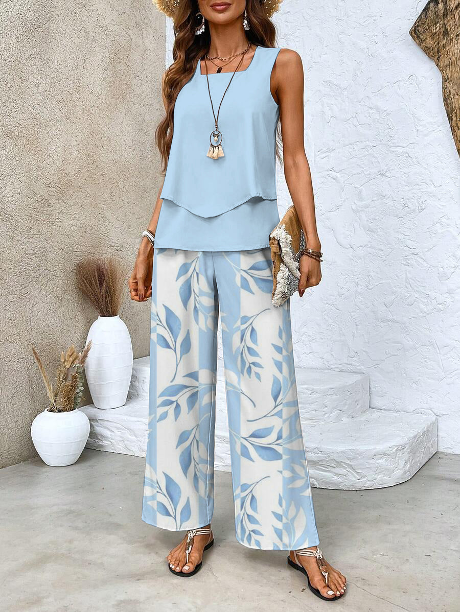 Plus Size Women's Outfit – Elegant Two-Piece Summer Set for Stylish Comfort 0