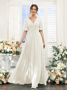 Women's Chiffon Dress – Elegant V-Neck with High Slit for Weddings and Formal Events 9