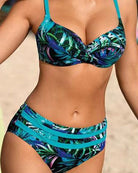 Women’s Fitted Bikini – Stylish Leaf Print for Summer Holidays 0