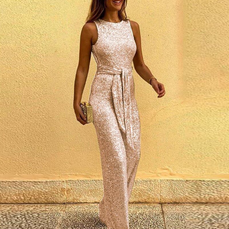 Women’s Glitter Jumpsuit – Eye-Catching Sequin Fabric for Special Occasions 1