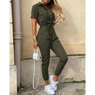 Women’s Jumpsuit – Stylish Figure-Hugging Design with Elegant Belt and Buttons 1