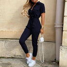 Women’s Jumpsuit – Stylish Figure-Hugging Design with Elegant Belt and Buttons 5