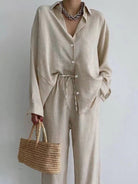 Women’s Linen Suit – Breathable Blouse and Wide Trousers for Stylish Comfort 0