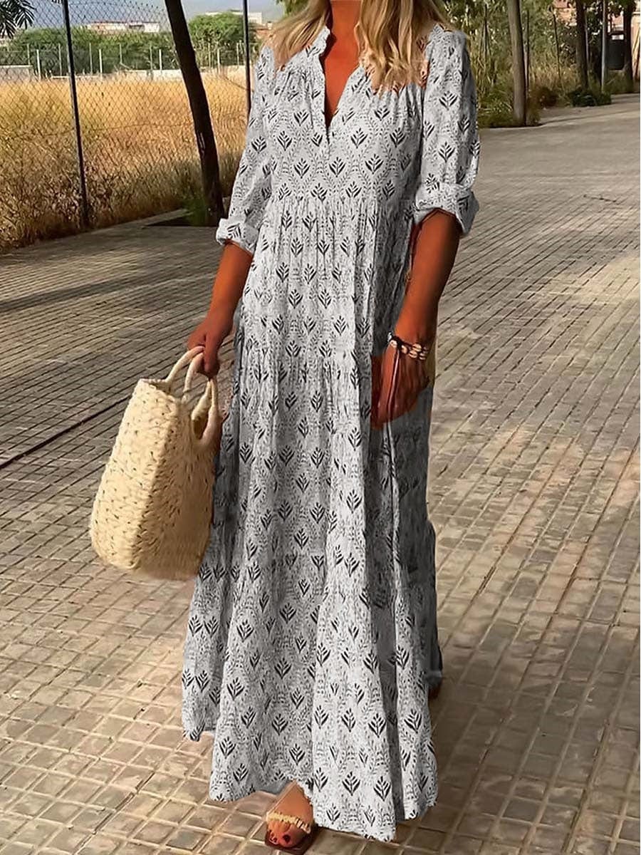 Women’s Maxi Dress – Elegant V-Neck Design with Tiered Skirt for Summer Events 2