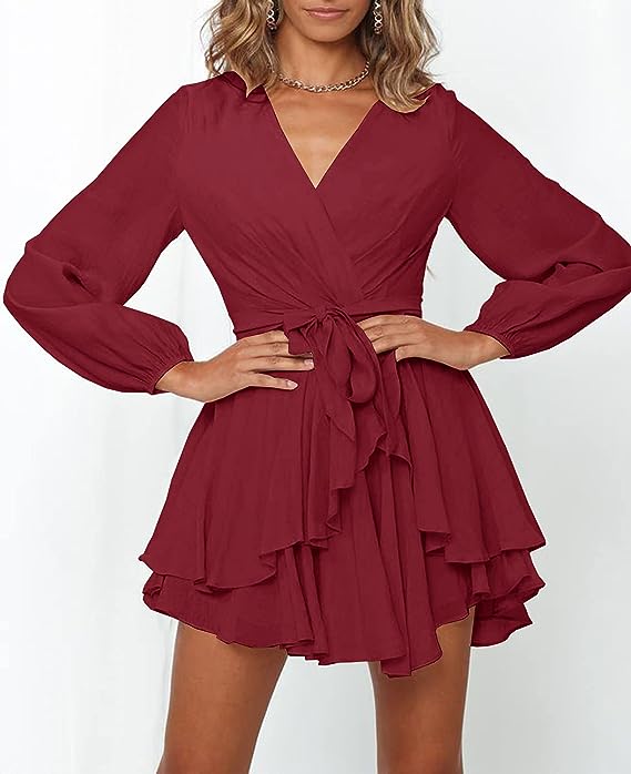 Women’s V-Neck Dress – Stylish Lantern Sleeves for Effortless Elegance 7